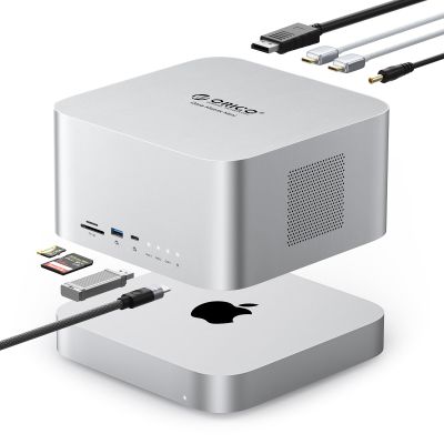 ORICO DataMatrix Mini 10TB Externsion Storage, 2TB SSD with 8TB External Hard Drive, 10Gbps USB-C&USB A Docking Station Compatible with Thunderbolt 3/4/5, SD/TF/CF Card Reader, for MacBook