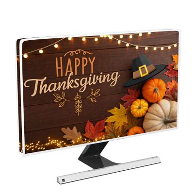 Baocicco Happy Thanksgiving Monitor Dust Covers 65 Inch Autumn Fall Pumpkin Harvest Panel Case Antistatic Water Resistant Monitor Dust Cover Give Thanks Dust Proof Computer Cover