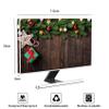 Baocicco Rustic Merry Christmas Waterproof Screen TV Cover 45, 46, 47, 48 Inch Wooden Board Farmhouse Xmas New Year Eve Panel Case Screen TV Cover Sleeve Compatible with PC Desktop and TV view 2