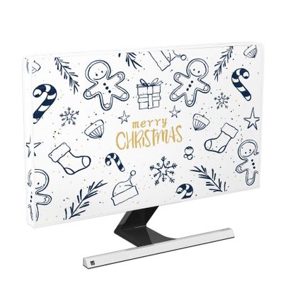 Baocicco Merry Christmas Television Covers 40, 41, 42, 43 Inch Cartoon Candy Cane Gingerbread Black and White Xmas Anti-Static Dustproof Water Resistant Protective Cover for Kids LCD/LED/HD TVs