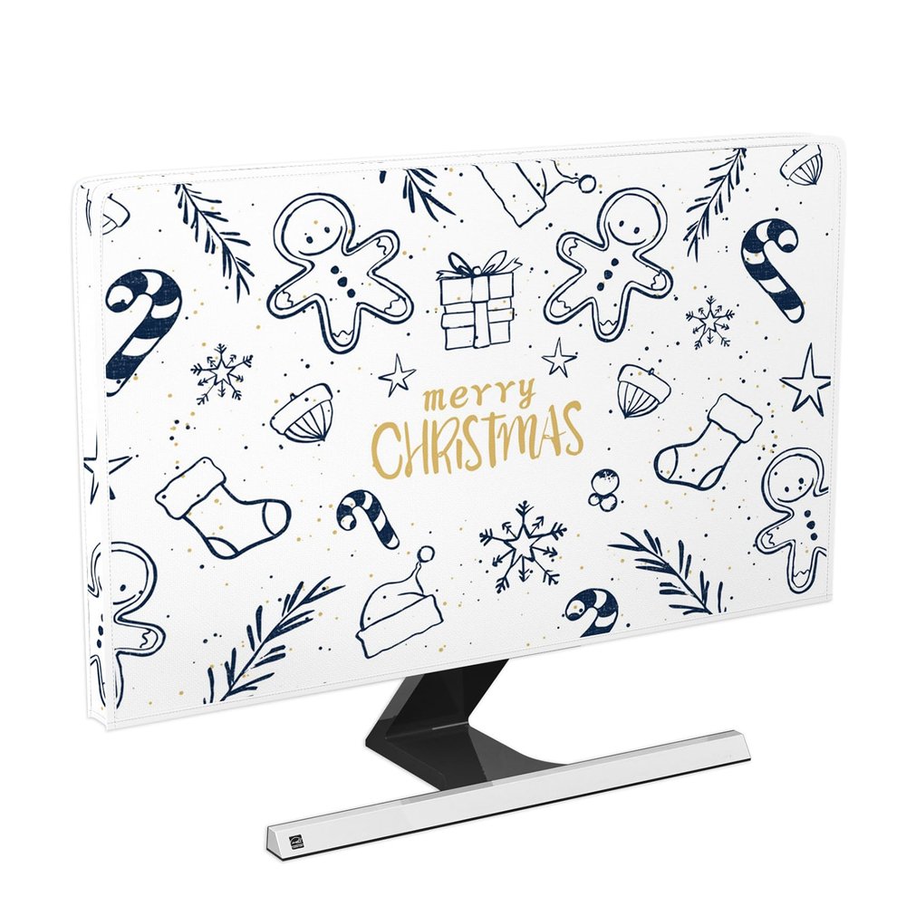 Baocicco Merry Christmas Television Covers 40, 41, 42, 43 Inch Cartoon Candy Cane Gingerbread Black and White Xmas Anti-Static Dustproof Water Resistant Protective Cover for Kids LCD/LED/HD TVs