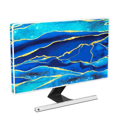 Baocicco Royal Blue Marble Waterproof TV Cover 55 Inch Creative Design Monitor Accessories Laptop TV LCD Screen Television Decoration for Tablet LED LCD OLED TVs Decorations