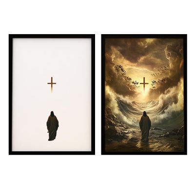 alievoke Jesus Night Light,4D LED Jesus Photo Frame Lamp, for Bedroom Living Room, Study Room Light Up Nights for Christian Wall Art Gifts (D,Small)