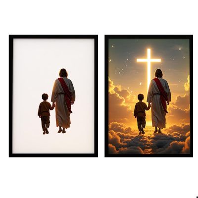 Jesus Night Light,4D LED Jesus Photo Frame Lamp, for Bedroom Living Room, Study Room Light Up Nights for Christian Wall Art Gifts (A,Large)