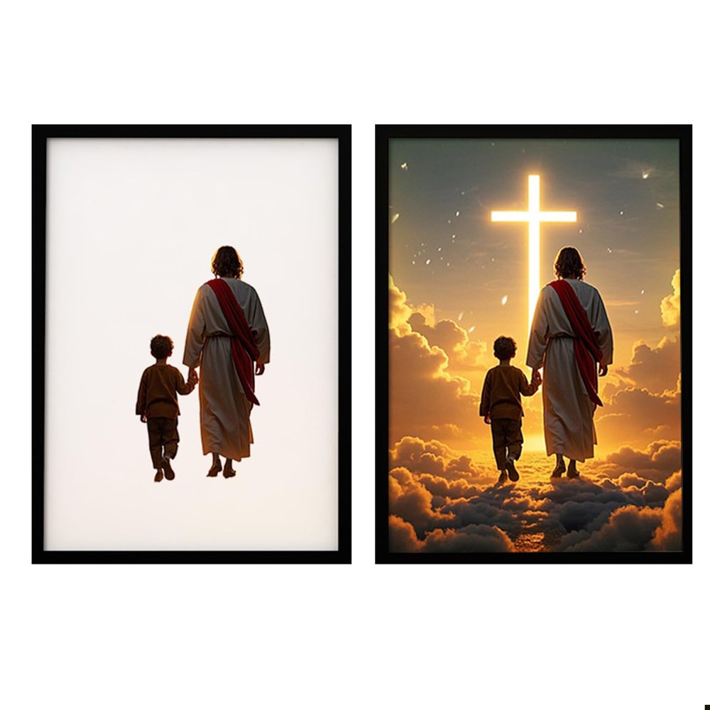 Jesus Night Light,4D LED Jesus Photo Frame Lamp, for Bedroom Living Room, Study Room Light Up Nights for Christian Wall Art Gifts (A,Large)