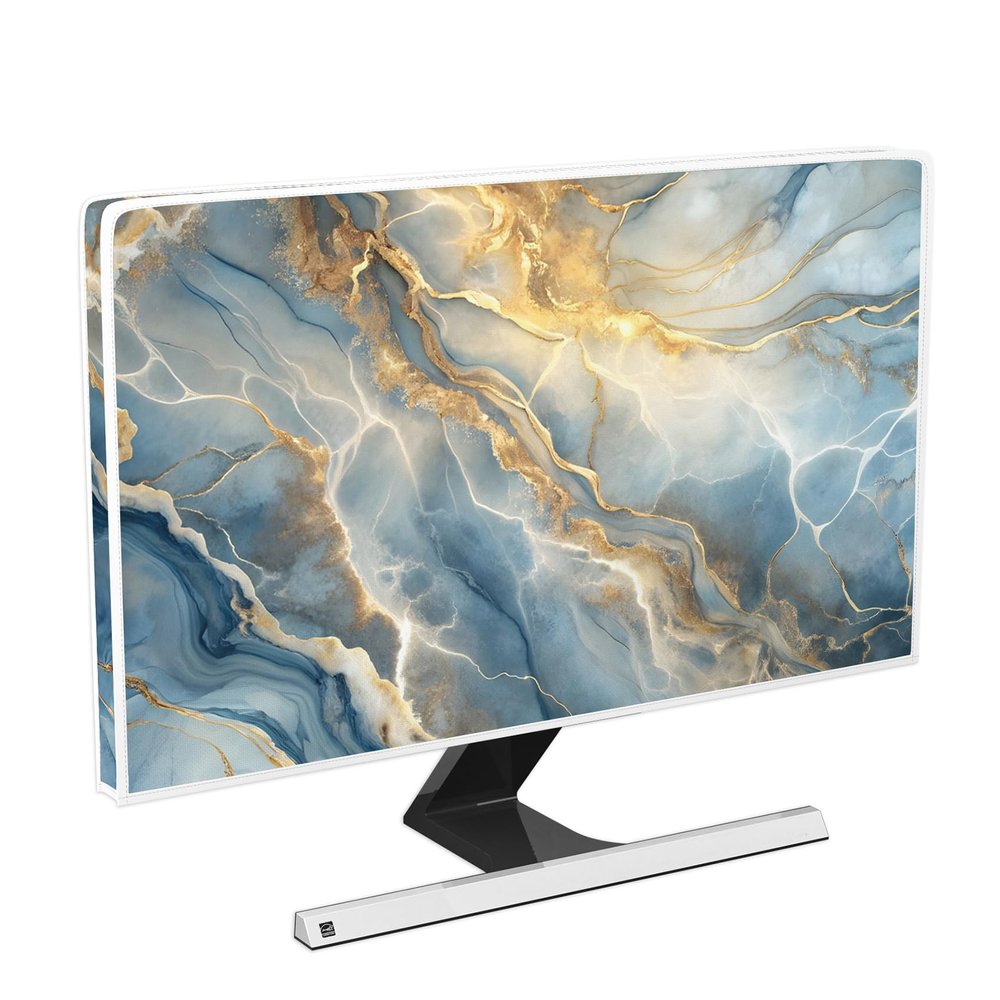 Baocicco Gold Blue Waterproof Screen TV Cover 50, 51, 52 Inch Modern Full Body Covers for Television Screen Panel Case TV Sleeve Compatible with Television LCD LED PC, Desktop and Home TV