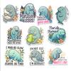(10 Pcs) Funny Manatee Stickers for Water Bottle, Laptop, Journal, Cute Sea Cow Vinyl Decals for Ocean Animal Lovers, Florida Mermaid Gift for Women Men Couple on Beach Trip (3 inches) view 1