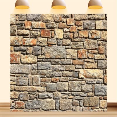 10X7ft Fabric Vintage Brick Stone Wall Backdrop Yellow Beige Sand Color Stone Wall Background Wallpaper Background for Party Decorations Video Conference Home Decor Photo Studio Props