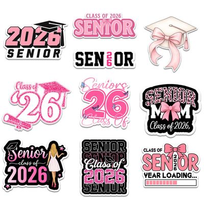 (10pcs) Senior 2026 Sticker Pack, High School Sticker for Graduating Students Waterproof, Graduation Class of 2026 Gift, College Student Decoration for Laptop Vehicles (3 inches) (Senior2, 6x6 inches)