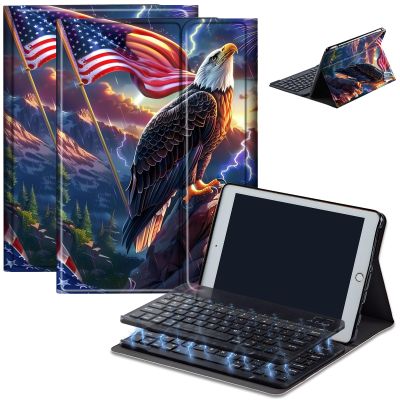 Bluetooth Keyboard Case for Fire HD 10 (13th/11th Gen, 2023/2021), Detachable Wireless Keyboard Cover with Stand, PU Leather Protective Case for Fire HD 10 Tablet 10.1 Inch, Eagle Flag