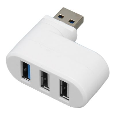 90 Degree & 180 Degree Rotatable USB Hub 3 Port Compact Portable Space Saving USB Port Splitter Plug and Play Supports Hot Swap for Desktop PC No Driver Needed Black (White)