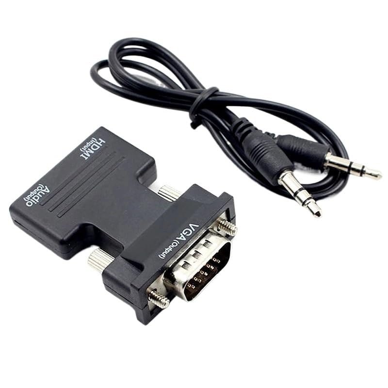HDMI-Compatible Female to VGA Male Converter 3.5mm Audio Cable Adapter 1080P FHD Video Output for PC TV Box