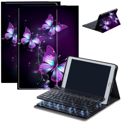 Bluetooth Keyboard Case for Fire HD 10 (13th/11th Gen, 2023/2021), Detachable Wireless Keyboard Cover with Stand, PU Leather Protective Case for Fire HD 10 Tablet 10.1 Inch, Purple Butterfly