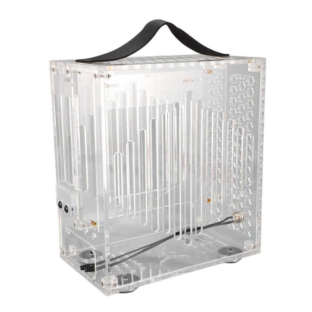 Focket ITX Computer Case, Mini Tower Chassis with Transparent Acrylic Panels for Mini ITX Board Boards to Use 170x170mm, Graphics Card Holder 190mm, Portable Design