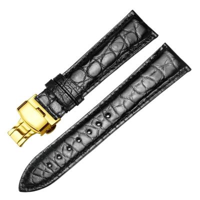 Genuine Leather Watchband For IWC Quick Release Function For Omega Alligator Leather Watch Strap(Black g2,13mm)