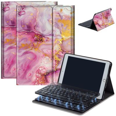 Bluetooth Keyboard Case for Fire HD 10 (13th/11th Gen, 2023/2021), Detachable Wireless Keyboard Cover with Stand, PU Leather Protective Case for Fire HD 10 Tablet 10.1 Inch, Pink Gold Marble