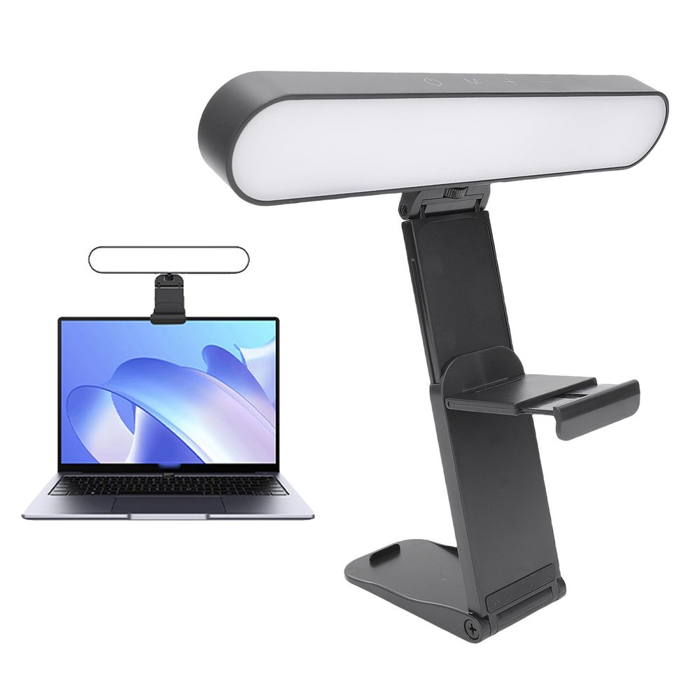 Denash LED Computer Fill Light, 10 Brightness Levels, 3 Color Modes, 180 Rotation & Height Adjustable for Video Calls, Selfies