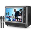 Feihe 15.6 Smart TV Built-in Bluetooth Speaker System - 200W Peak Power, Wireless Karaoke Microphones, 1080P HD LED Television with HDMI/USB/AUX for Home Entertainment & Camping view 1