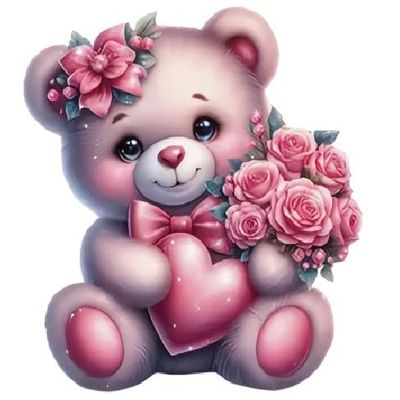 Beautiful Pink Cartoon Bear- I Sticker Decals, Laptop, Home Decoration, Car, Truck, Funny, Tumblr, Motorcycle Helmet, Bumper Sticker, Made in The U.S.A.