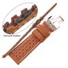 FYXT Genuine Leather Breathable Watch Strap For Men Women 5 Colors 20mm 22mm 24mm Watchband Deployment Clasp For Smart Watches(Dark Green,24MM_1) view 3