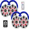 KICKER 6.5" Marine Speakers (2 Pairs) OEM Replacement Coaxial Speakers for Boat with White and Charcoal Grilles, LED Lights, LED Speaker Rings and Remote Control 45KM654L(2)+50KLSR65(2)+41KMLC view 1