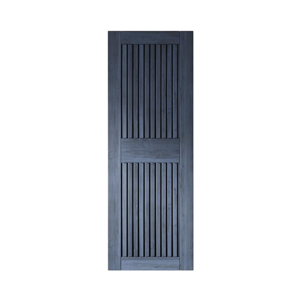 Homacer 26 in. x 84 in. Vertical Stripe Design Navy Finished & Unassembled Pine Wood Barn Door (Interior Use Only)