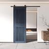 Homacer 26 in. x 84 in. Vertical Stripe Design Navy Finished & Unassembled Pine Wood Barn Door (Interior Use Only) view 2