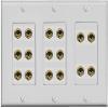 RiteAV 8.0 Surround Sound 8 Speaker 16 Banana Plug Jack Wall Plate Female Connectors - 3 Gang [Gray] view 1