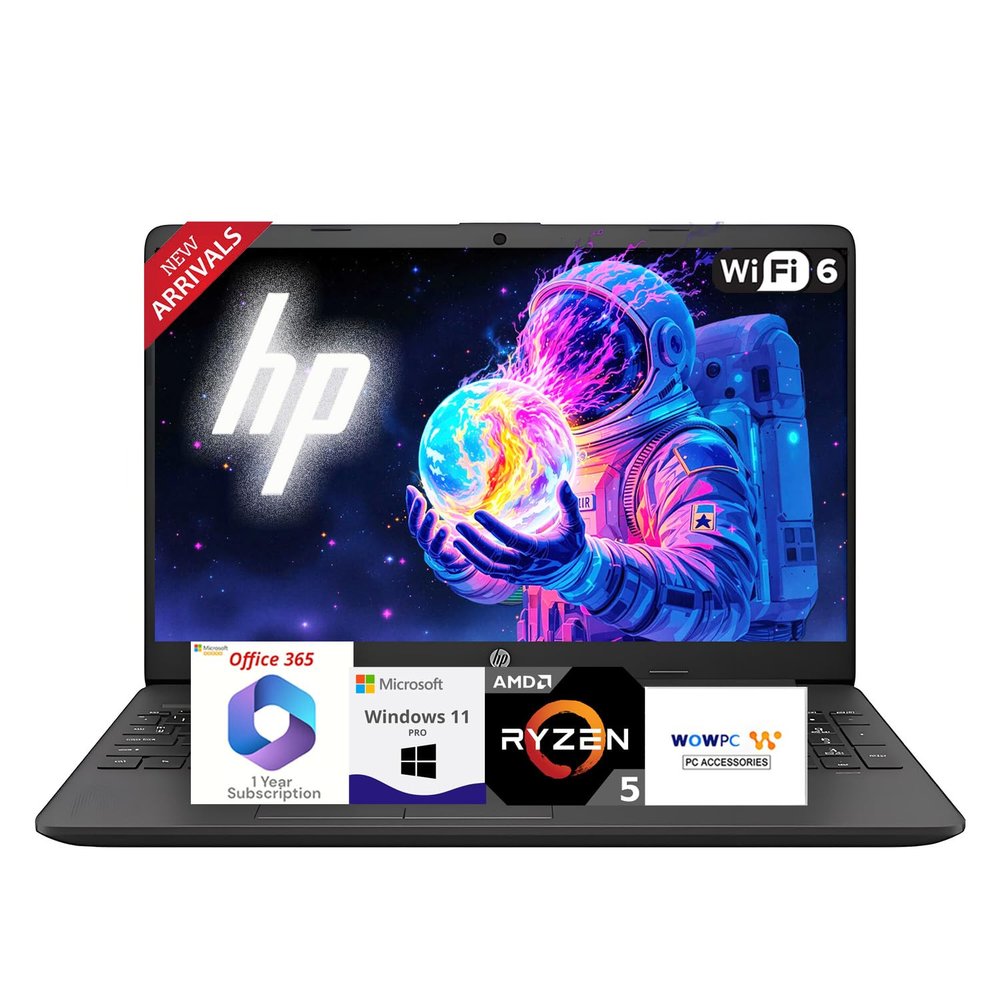 HP 2025 Latest Laptop for Work & Home, AMD Ryzen 5 5500U Powerful Processor (Outperforms i7-1165G7), 15.6" FHD LED Display, 16GB RAM, 512GB SSD, Ethernet RJ-45, Wi-Fi 6, Windows 11 Pro, WOWPC USB