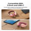 Belkin SoundForm Mini Kids Wired Headphones w/USB C to 3.5mm Dongle, Built-in Mic & Fun Stickers, 85dB Max Volume  for Online Learning, Travel, Compatible w/iPhone 16, iPad, Galaxy S25, etc - Pink view 3