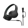 Belkin SoundForm Mini Kids Wired Headphones w/USB C to 3.5mm Dongle, Built-in Mic & Fun Stickers, 85dB Max Volume for Online Learning, Travel, Compatible w/iPhone 16, iPad, Galaxy S25, etc - Black view 1