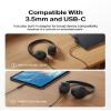 Belkin SoundForm Mini Kids Wired Headphones w/USB C to 3.5mm Dongle, Built-in Mic & Fun Stickers, 85dB Max Volume for Online Learning, Travel, Compatible w/iPhone 16, iPad, Galaxy S25, etc - Black view 3