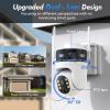 Voxblend 4G LTE Cellular Solar Security Camera Wireless Outdoor: Dual-Lens Cmara, Pan and Tilt, 360 Live View, with SIM Card and 32GB SD Card, No WiFi, 2K Color Night Vision, 2 Way Talk, PIR Motion view 4