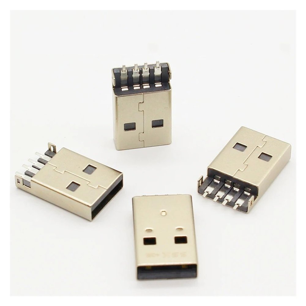 10pcs/lot USB 2.0 4Pin A Type Male SMT Connector Black G49 for Data Transmission Charging