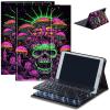 Bluetooth Keyboard Case for Fire HD 8/8 Plus (10th/12th Gen, 2020/2022), Detachable Wireless Keyboard Cover with Stand, PU Leather Protective Case for Fire HD 8 Tablet 8 Inch, Skull Rose Mushroom view 1
