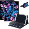 Bluetooth Keyboard Case for Fire HD 8/8 Plus (10th/12th Gen, 2020/2022), Detachable Wireless Keyboard Cover with Stand, PU Leather Protective Case for Fire HD 8 Tablet 8 Inch, Blue Pink Butterfly view 1