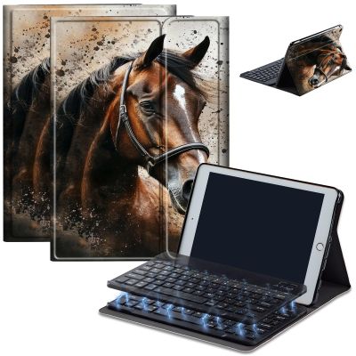 Bluetooth Keyboard Case for Fire Max 11 (13th Gen, 2023 Release), Detachable Wireless Keyboard Cover with Stand, PU Leather Protective Case for Fire Max 11 Tablet 11 Inch, Horse