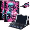 Bluetooth Keyboard Case for Fire HD 8/8 Plus (10th/12th Gen, 2020/2022), Detachable Wireless Keyboard Cover with Stand, PU Leather Protective Case for Fire HD 8 Tablet 8 Inch, Pink Skull view 1