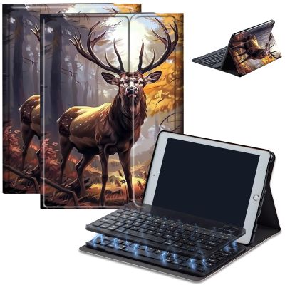 Bluetooth Keyboard Case for Fire Max 11 (13th Gen, 2023 Release), Detachable Wireless Keyboard Cover with Stand, PU Leather Protective Case for Fire Max 11 Tablet 11 Inch, Forest Deer
