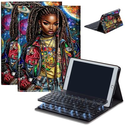 Bluetooth Keyboard Case for Fire Max 11 (13th Gen, 2023 Release), Detachable Wireless Keyboard Cover with Stand, PU Leather Protective Case for Fire Max 11 Tablet 11 Inch, Hip-Hop Girl