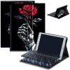 Bluetooth Keyboard Case for Fire HD 8/8 Plus (10th/12th Gen, 2020/2022), Detachable Wireless Keyboard Cover with Stand, PU Leather Protective Case for Fire HD 8 Tablet 8 Inch, Hand Bone Red Rose view 1