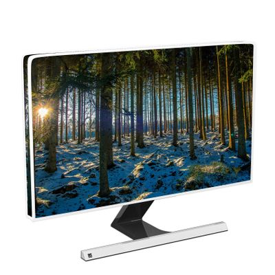 Baocicco Snow Forest Waterproof Television Cover 45, 46, 47, 48 Inch Sunset Sunrise Snow Trees Weatherproof Screen TV Covers Sleeve Compatible with Television LED LCD OLED Winter View TV Screen Cover