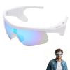 Smart Glasses for Men & Women, Bluetooth 5.3 Sports Sunglasses with Hands-Free Calls, Open-Ear Speaker, Polarized UV400, IPX5 Waterproof, Magnetic Charging for Running Cycling (White/Ice Blue) view 1