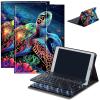Bluetooth Keyboard Case for Fire HD 8/8 Plus (10th/12th Gen, 2020/2022), Detachable Wireless Keyboard Cover with Stand, PU Leather Protective Case for Fire HD 8 Tablet 8 Inch, Coral Turtle view 1