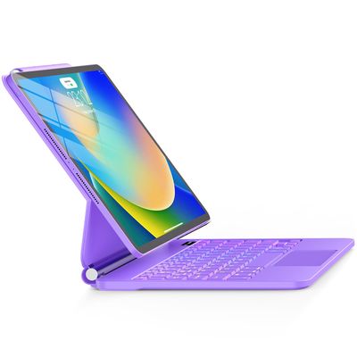 ALIWLHOF for iPad 9th Generation Case with Keyboard Magic Magnetic Keyboard Case for iPad 10.2 9th/8th/7th Gen & Air 3,Pro 10.5, Multi-Touch Trackpad - Backlit (Purple)