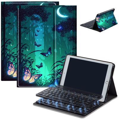 Bluetooth Keyboard Case for Fire HD 8/8 Plus (10th/12th Gen, 2020/2022), Detachable Wireless Keyboard Cover with Stand, PU Leather Protective Case for Fire HD 8 Tablet 8 Inch, Night Butterfly