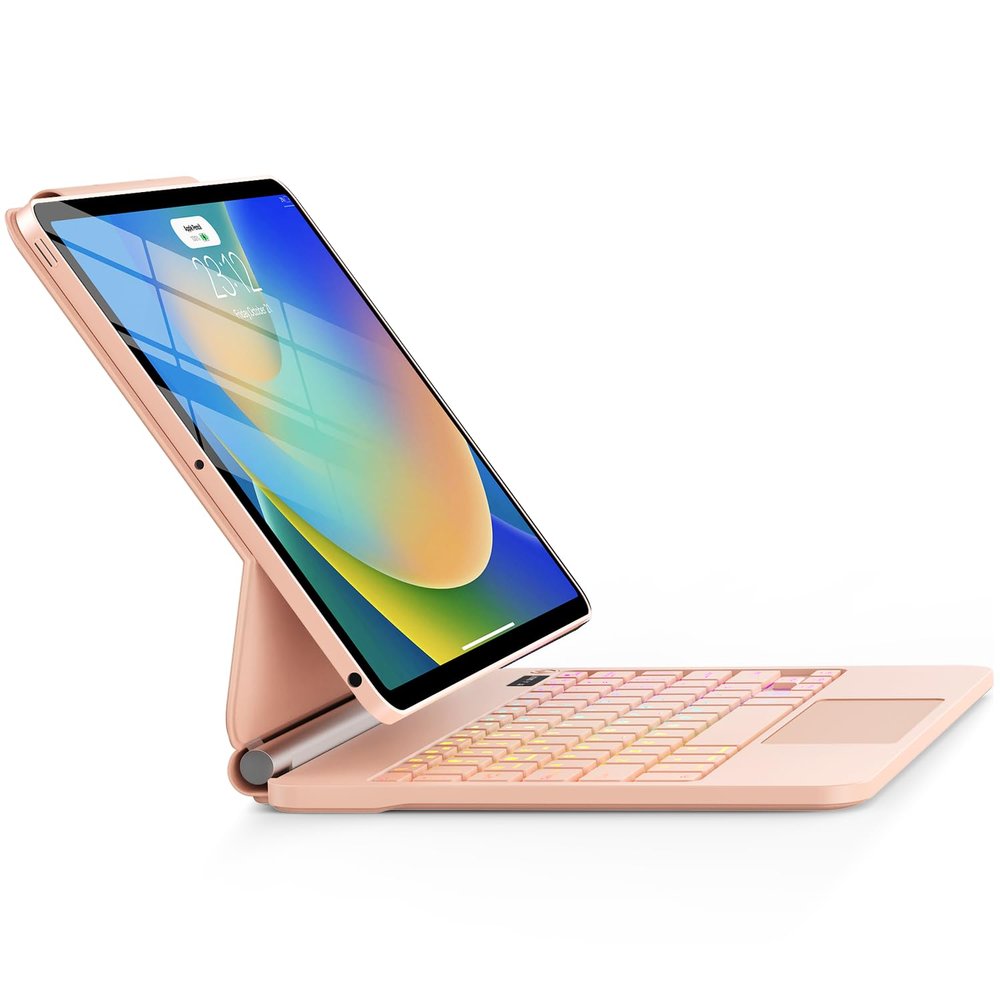 ALIWLHOF for iPad 9th Generation Case with Keyboard,Magic Magnetic Keyboard Case for iPad 10.2 9th/8th/7th Gen & Air 3,Pro 10.5, Multi-Touch Trackpad - Backlit (Rose Gold)