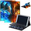 Bluetooth Keyboard Case for Fire HD 8/8 Plus (10th/12th Gen, 2020/2022), Detachable Wireless Keyboard Cover with Stand, PU Leather Protective Case for Fire HD 8 Tablet 8 Inch, Red and Blue Wolf view 1