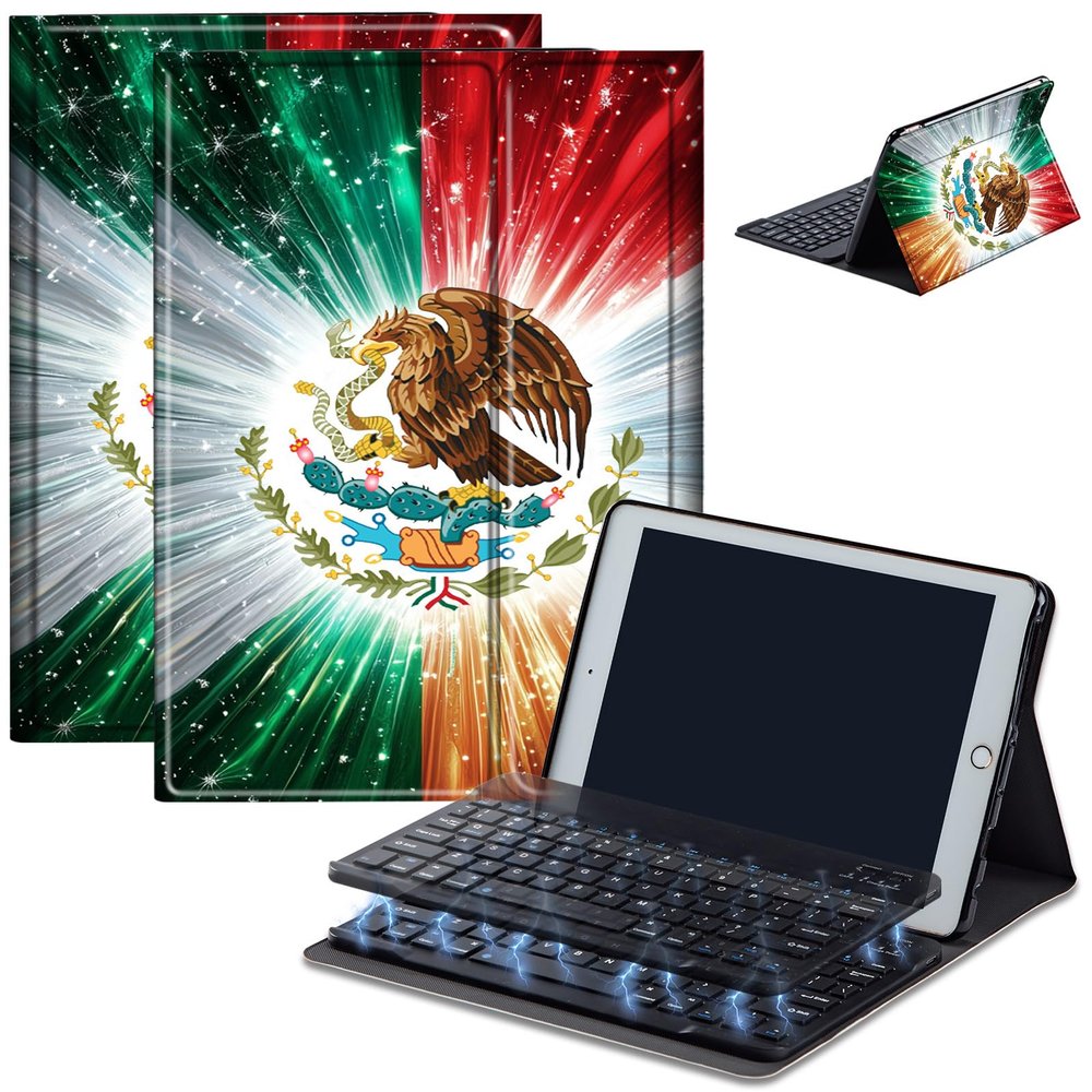 Bluetooth Keyboard Case for Fire Max 11 (13th Gen, 2023 Release), Detachable Wireless Keyboard Cover with Stand, PU Leather Protective Case for Fire Max 11 Tablet 11 Inch, Mexican Flag