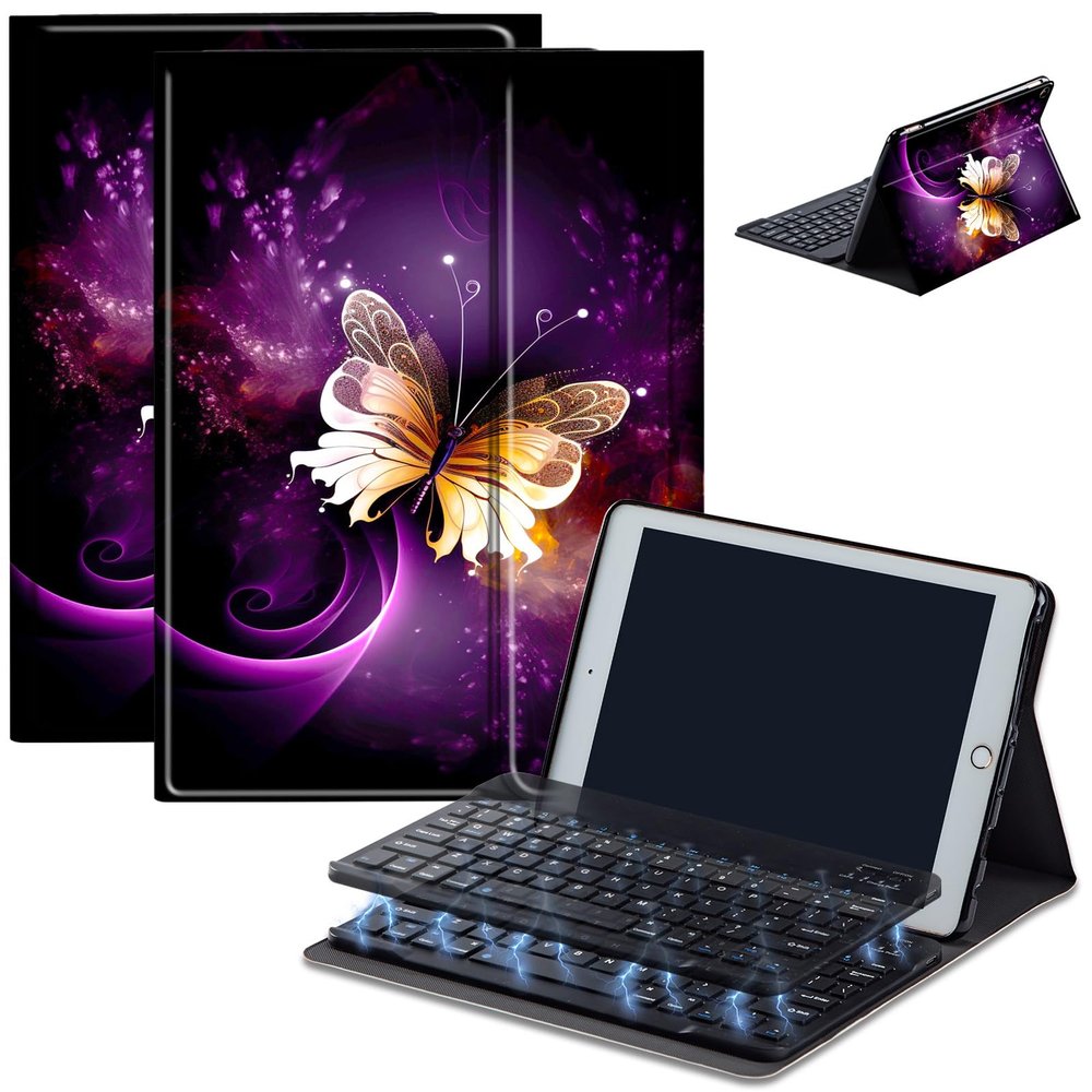 Bluetooth Keyboard Case for Fire Max 11 (13th Gen, 2023 Release), Detachable Wireless Keyboard Cover with Stand, PU Leather Protective Case for Fire Max 11 Tablet 11 Inch, Gold Butterfly